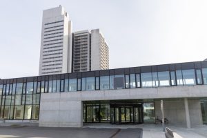 Tall,Modern,Hospital,Building,In,Herlev,,Denmark.,Healthcare,Concept.