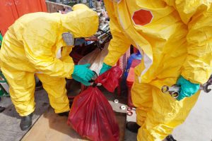 Rescue,Personnel,Wear,Yellow,Chemical,Protective,Clothing,During,Chemical,Spill