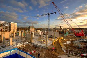 Large construction site of a new hospital being built