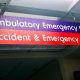 Sign for "Accident and Emergency" and Ambulatory Emergency care