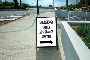 Sign saying - Emergency Family Assistance Center