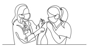 Continuous,Line,Drawing,Of,Doctor,In,Protective,Mask,Doing,Vaccination