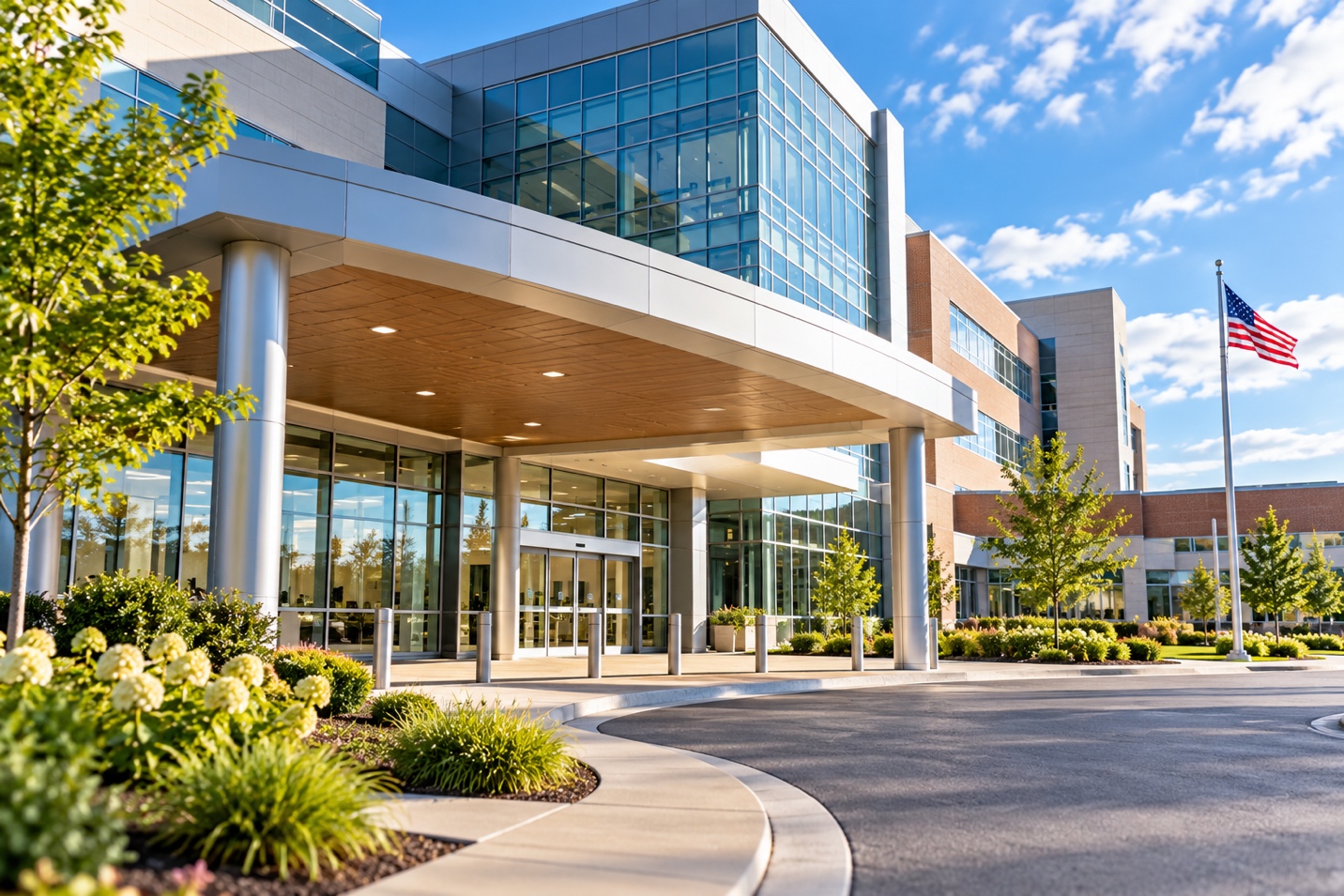Modern hospital exterior representing hospital accreditation