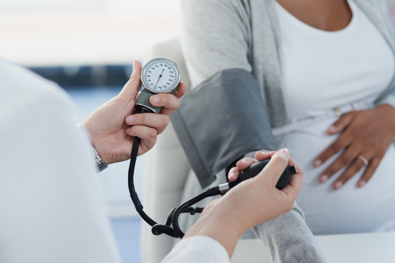 Blood pressure being checked during pregnancy