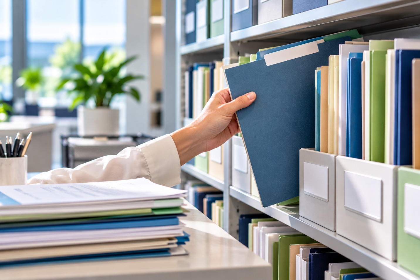 Healthcare facility records organized for survey documentation review