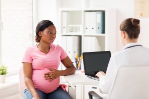 Pregnant woman at dr